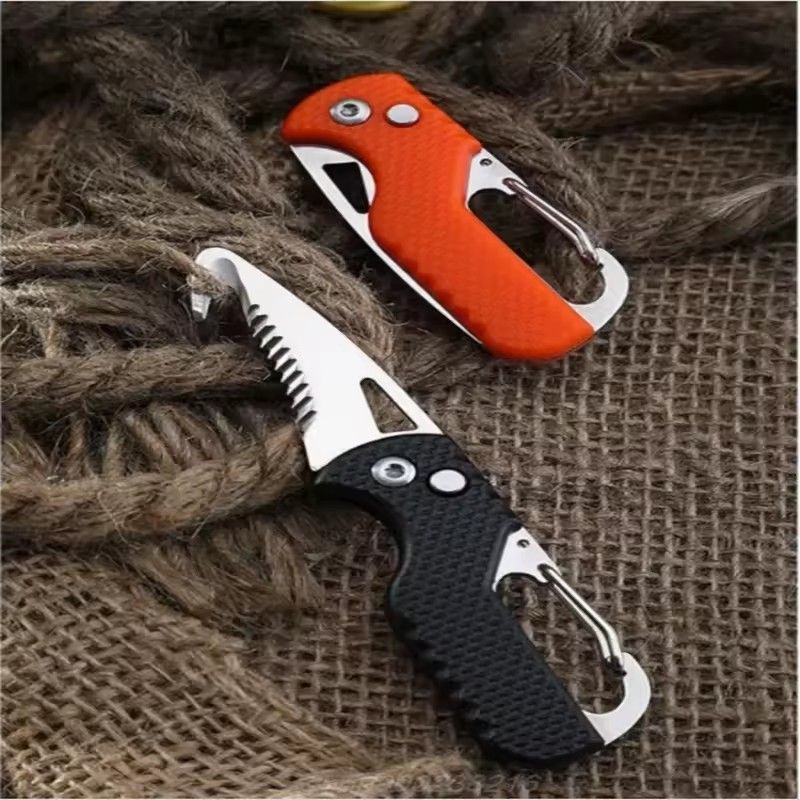 1PC Portable Folding Knife Express Package Knife Gift Keychain Serrated Hook Knife Outdoor Camping Carry-on Survival Tool