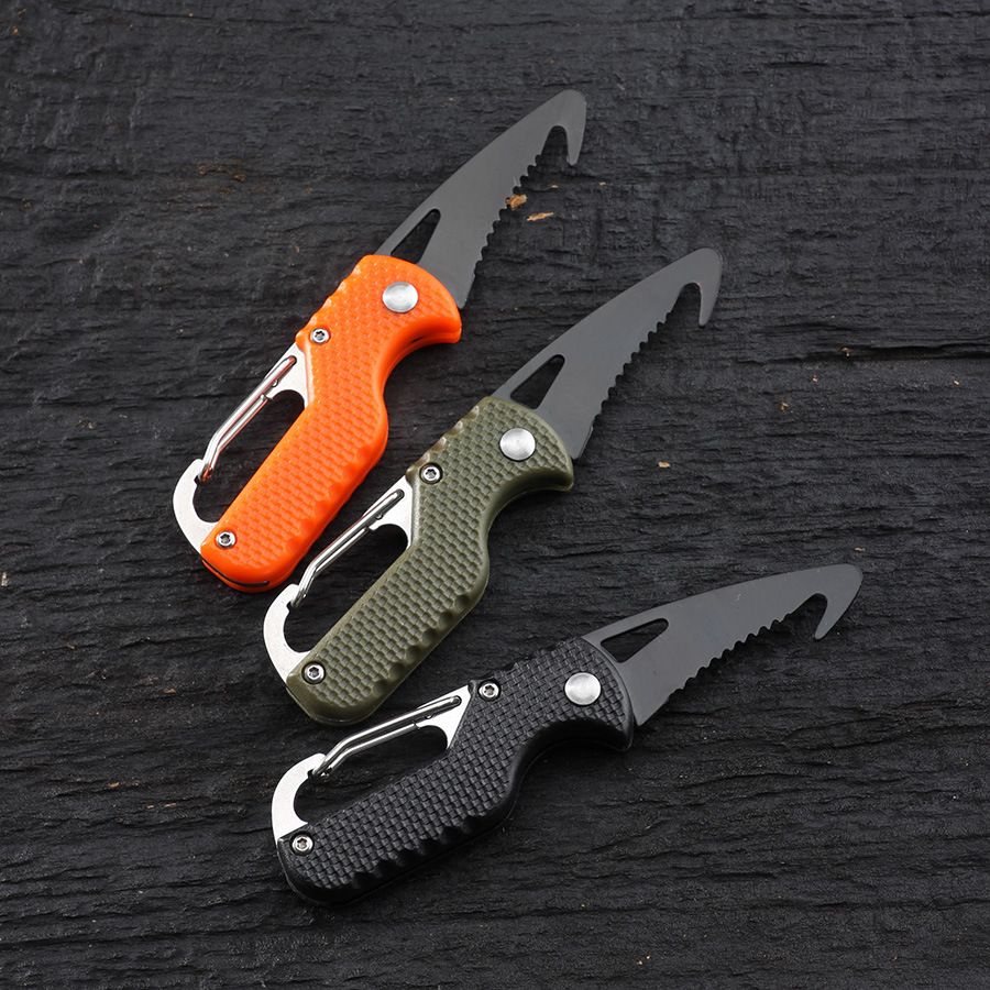 1PC Portable Folding Knife Express Package Knife Gift Keychain Serrated Hook Knife Outdoor Camping Carry-on Survival Tool