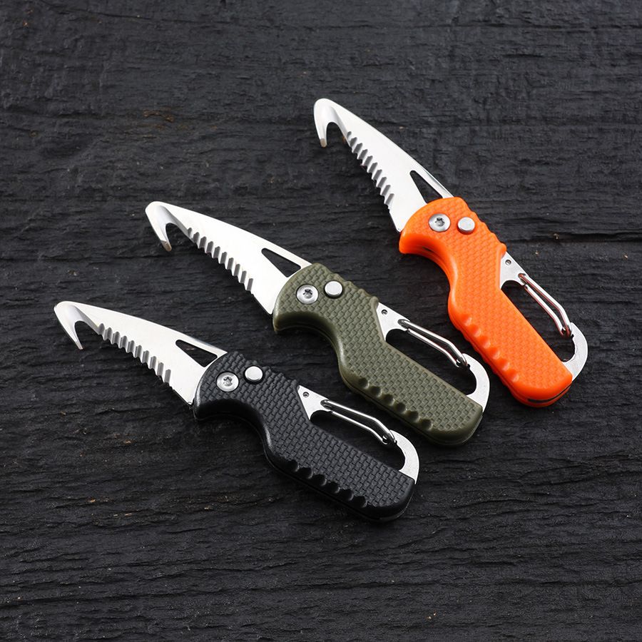 1PC Portable Folding Knife Express Package Knife Gift Keychain Serrated Hook Knife Outdoor Camping Carry-on Survival Tool