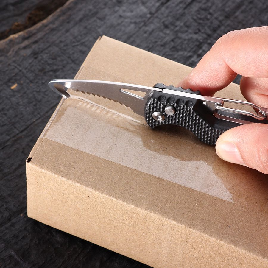1PC Portable Folding Knife Express Package Knife Gift Keychain Serrated Hook Knife Outdoor Camping Carry-on Survival Tool