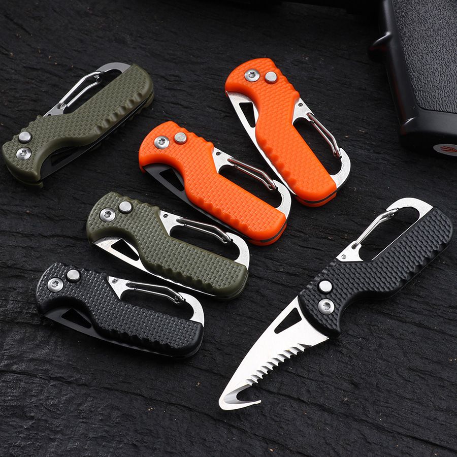 1PC Portable Folding Knife Express Package Knife Gift Keychain Serrated Hook Knife Outdoor Camping Carry-on Survival Tool