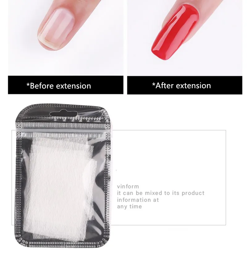 10PCS Nail extension silk glass fiber non-woven fabric shape wrap nail enhancement building UV gel tip glass fiber paper