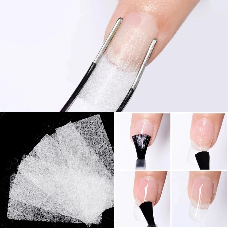 10PCS Nail extension silk glass fiber non-woven fabric shape wrap nail enhancement building UV gel tip glass fiber paper