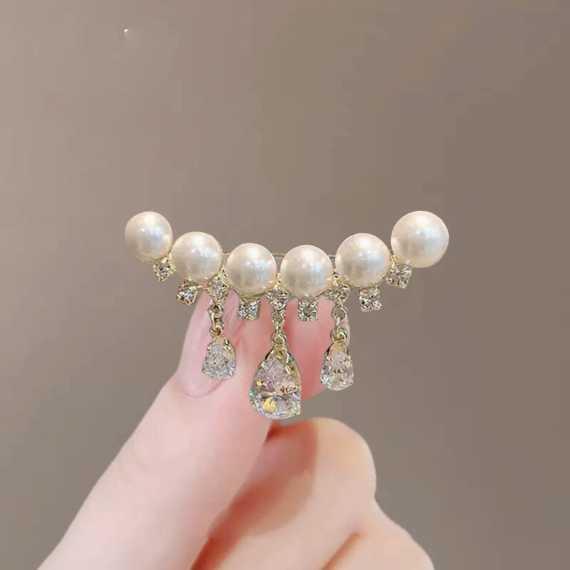1PC  High end brooch, women's niche brooch, temperament fixed clothes, suits, pearl jewelry