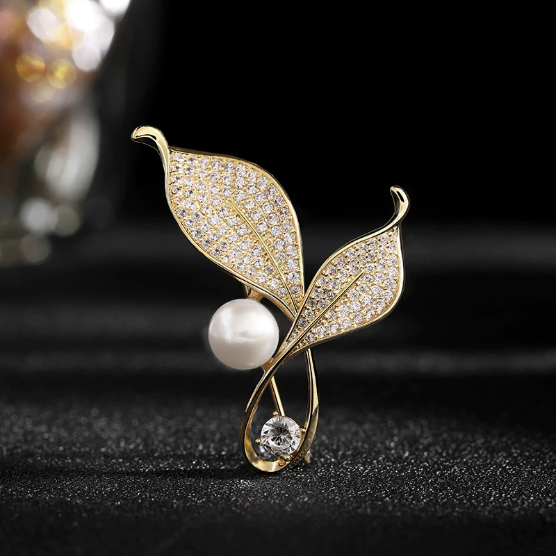 1PC  High end brooch, women's niche brooch, temperament fixed clothes, suits, pearl jewelry