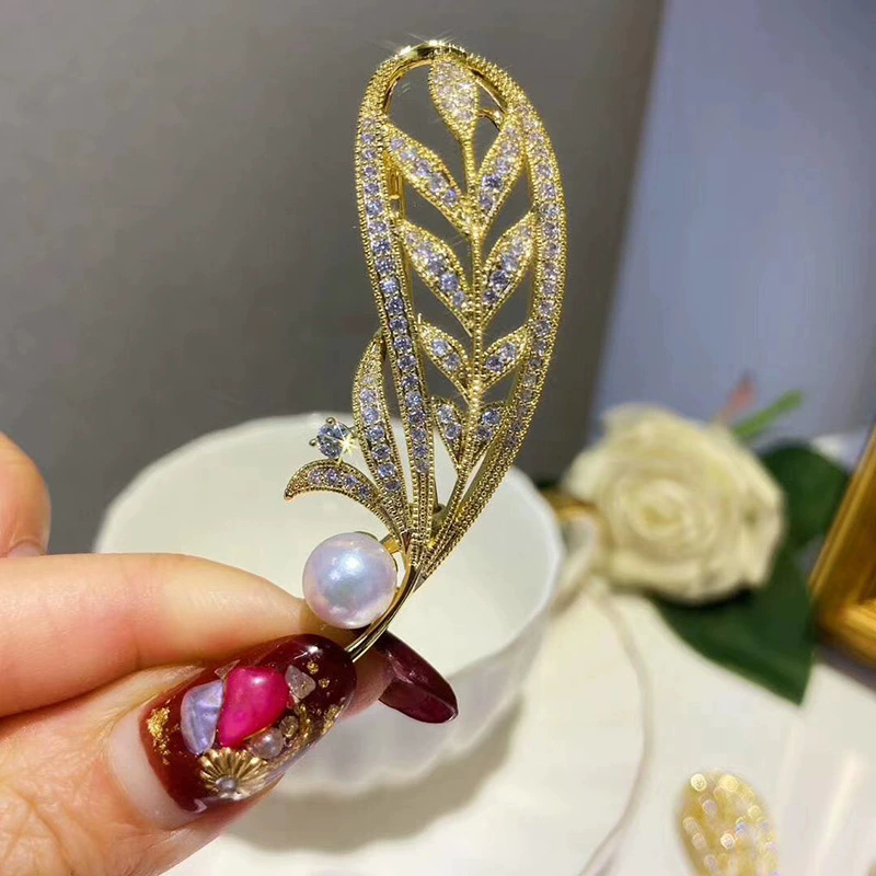 1PC  High end brooch, women's niche brooch, temperament fixed clothes, suits, pearl jewelry