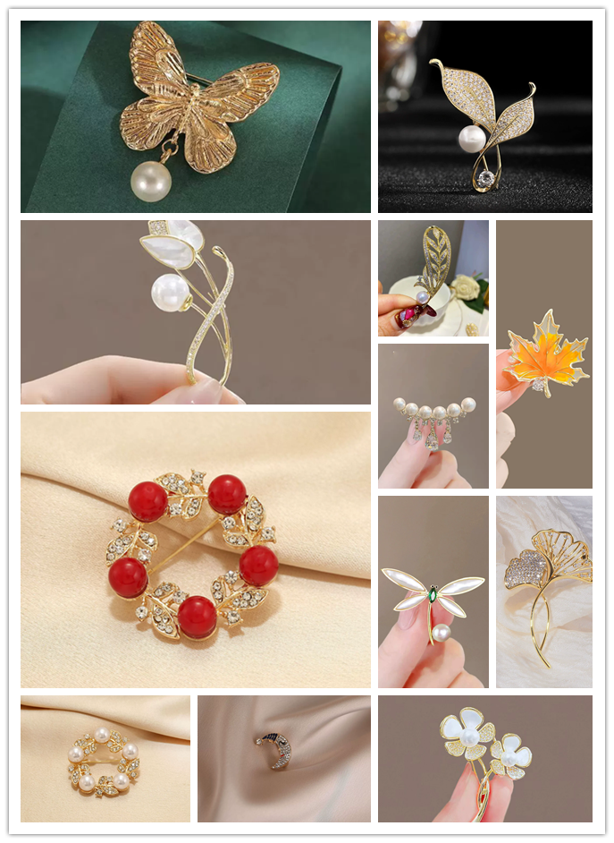 1PC  High end brooch, women's niche brooch, temperament fixed clothes, suits, pearl jewelry