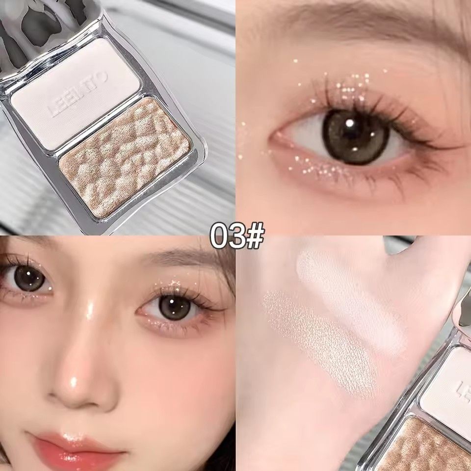 1PC  Two-color Highlight Powder, Brightening the Face, Ultra-Fine Soft Texture for Natural Glow, Enhances Facial Dimension