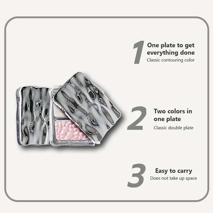 1PC  Two-color Highlight Powder, Brightening the Face, Ultra-Fine Soft Texture for Natural Glow, Enhances Facial Dimension