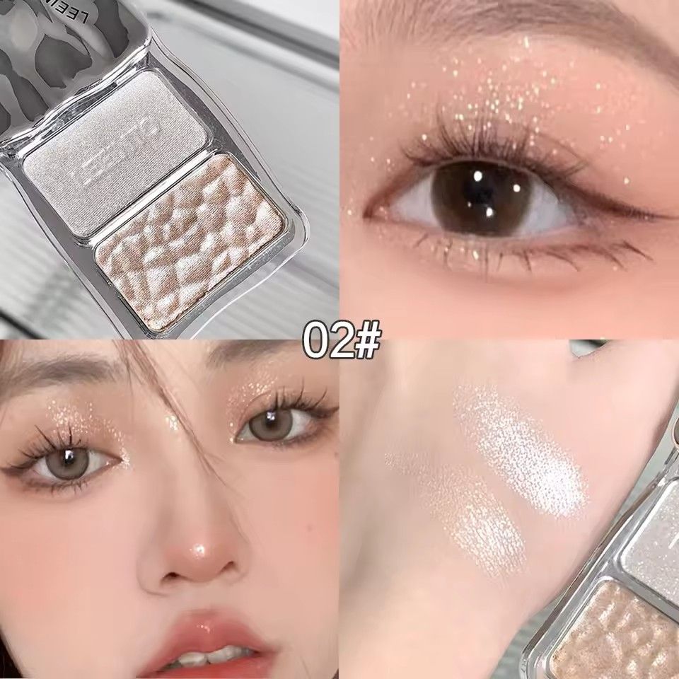 1PC  Two-color Highlight Powder, Brightening the Face, Ultra-Fine Soft Texture for Natural Glow, Enhances Facial Dimension