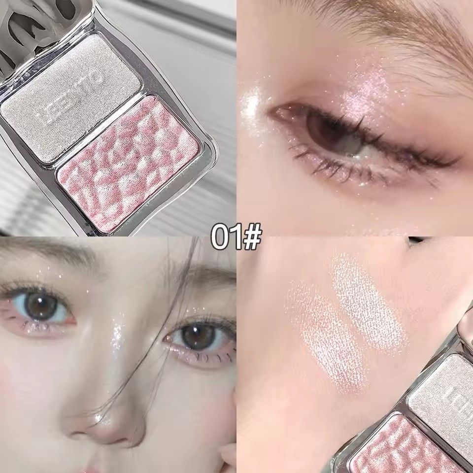 1PC  Two-color Highlight Powder, Brightening the Face, Ultra-Fine Soft Texture for Natural Glow, Enhances Facial Dimension