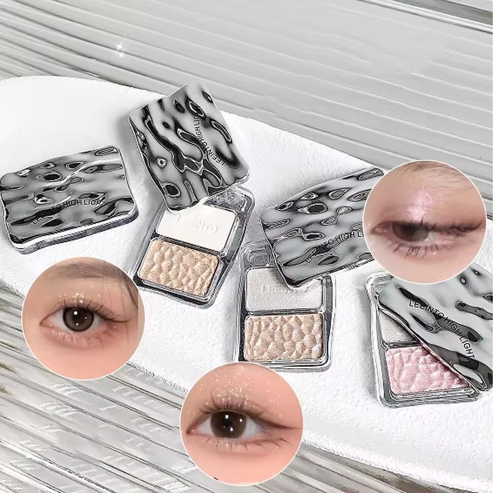 1PC  Two-color Highlight Powder, Brightening the Face, Ultra-Fine Soft Texture for Natural Glow, Enhances Facial Dimension