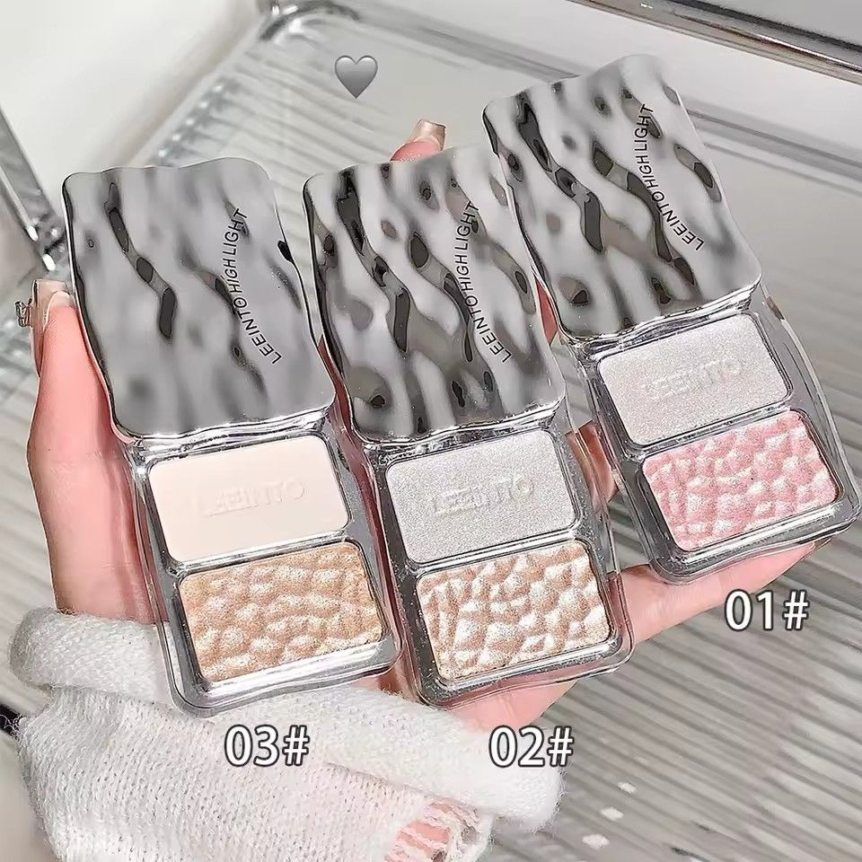 1PC  Two-color Highlight Powder, Brightening the Face, Ultra-Fine Soft Texture for Natural Glow, Enhances Facial Dimension