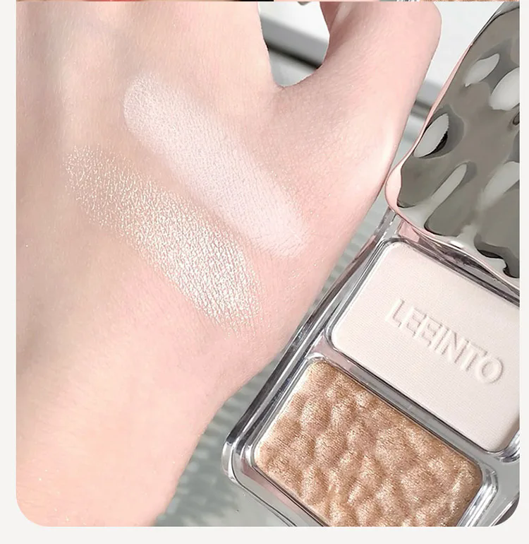 1PC  Two-color Highlight Powder, Brightening the Face, Ultra-Fine Soft Texture for Natural Glow, Enhances Facial Dimension