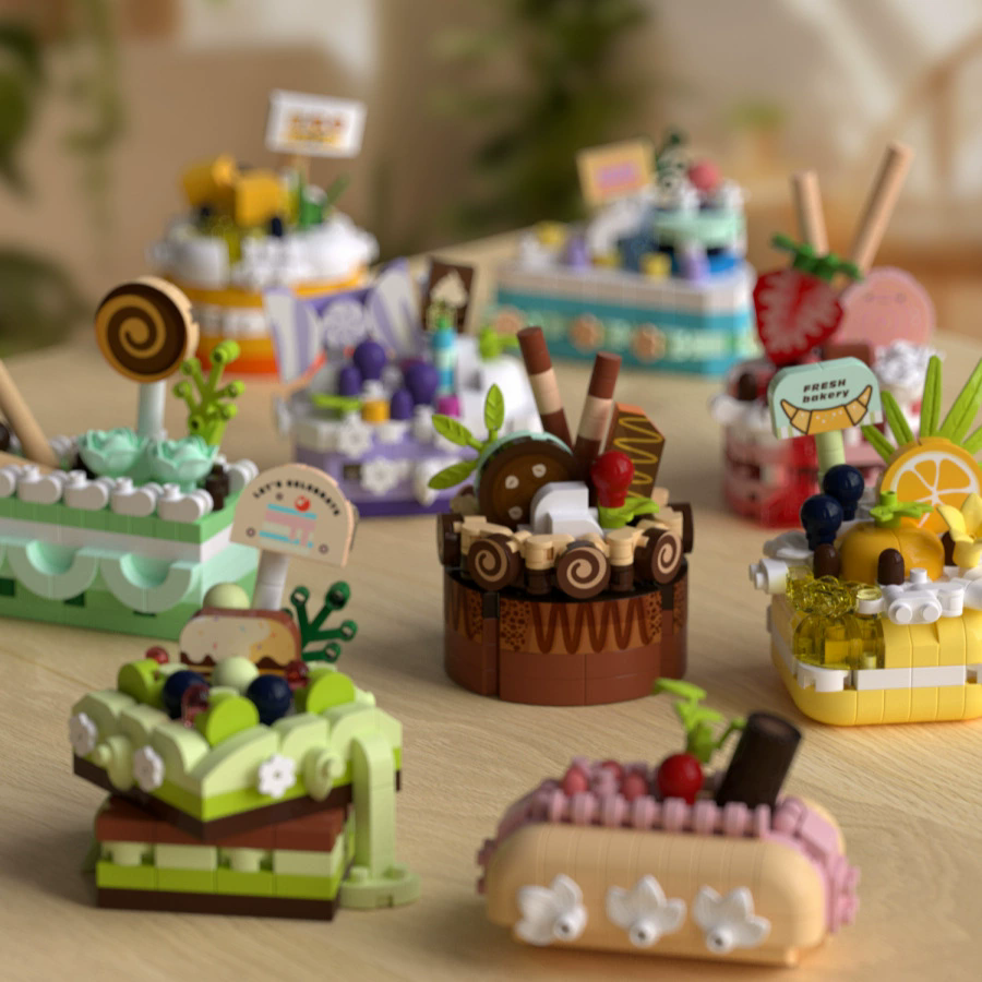 1PC Mini Building Block Food Construction Set Bricks Toys for Children 8 Year Micro Bricks for Adults Birthday Gifts Cake