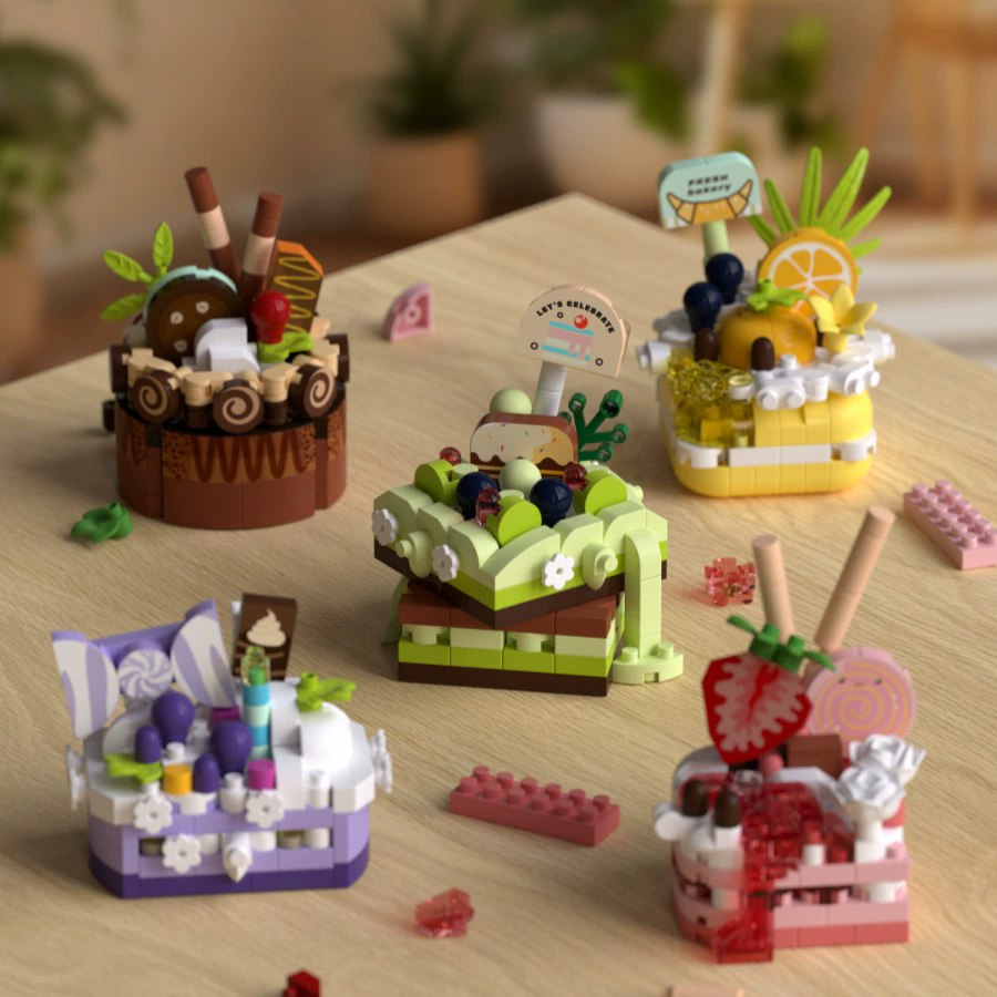 1PC Mini Building Block Food Construction Set Bricks Toys for Children 8 Year Micro Bricks for Adults Birthday Gifts Cake