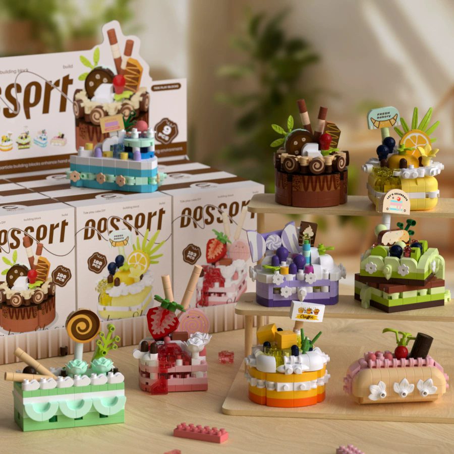 1PC Mini Building Block Food Construction Set Bricks Toys for Children 8 Year Micro Bricks for Adults Birthday Gifts Cake