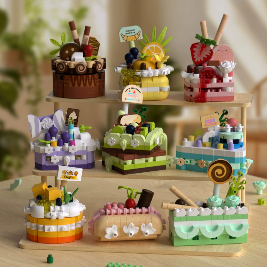 1PC Mini Building Block Food Construction Set Bricks Toys for Children 8 Year Micro Bricks for Adults Birthday Gifts Cake