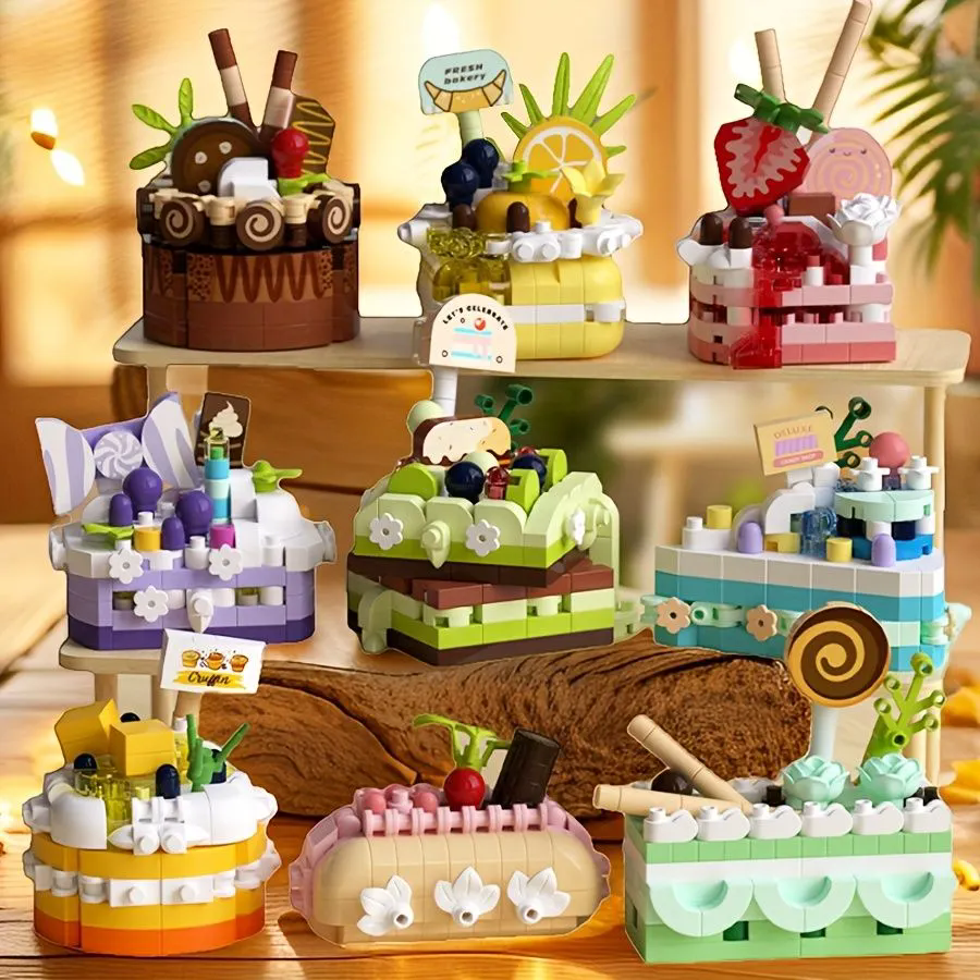 1PC Mini Building Block Food Construction Set Bricks Toys for Children 8 Year Micro Bricks for Adults Birthday Gifts Cake
