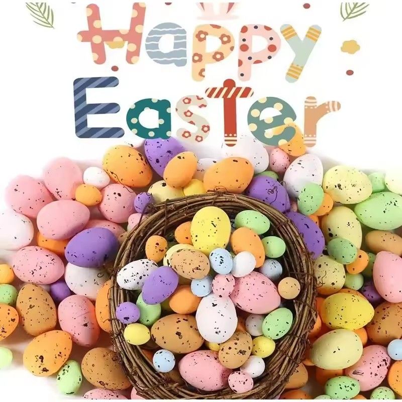 100PCS  Easter Eggs Easter Party Indoor Outdoor Home Decorations Kids Gifts Colorful Foam Eggs For Easter