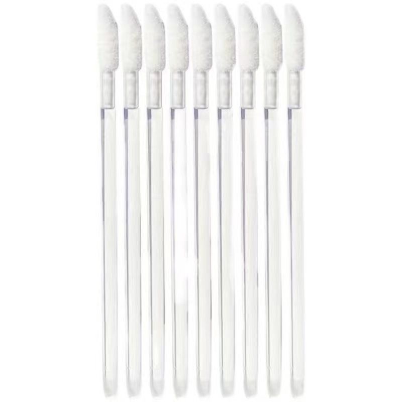 50PCS disposable plush lip brush stick, women's portable crystal transparent rod lipstick brush