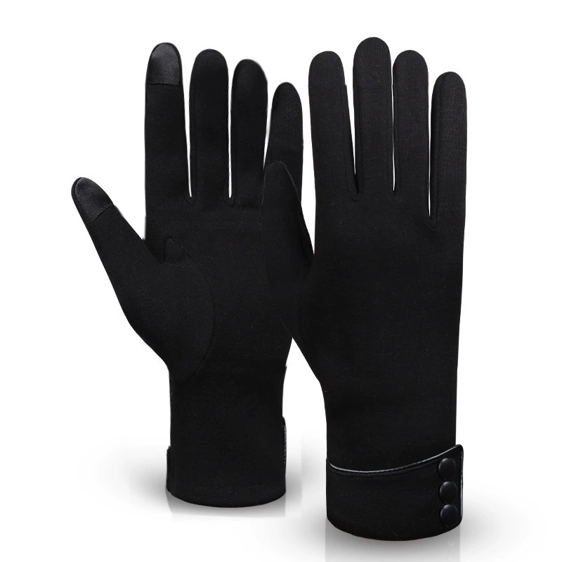 1Pair New Female Autumn Winter Warm Gloves Fleece Lined Thermal Full Finger Warm Gloves Women Cotton Touch Screen Gloves