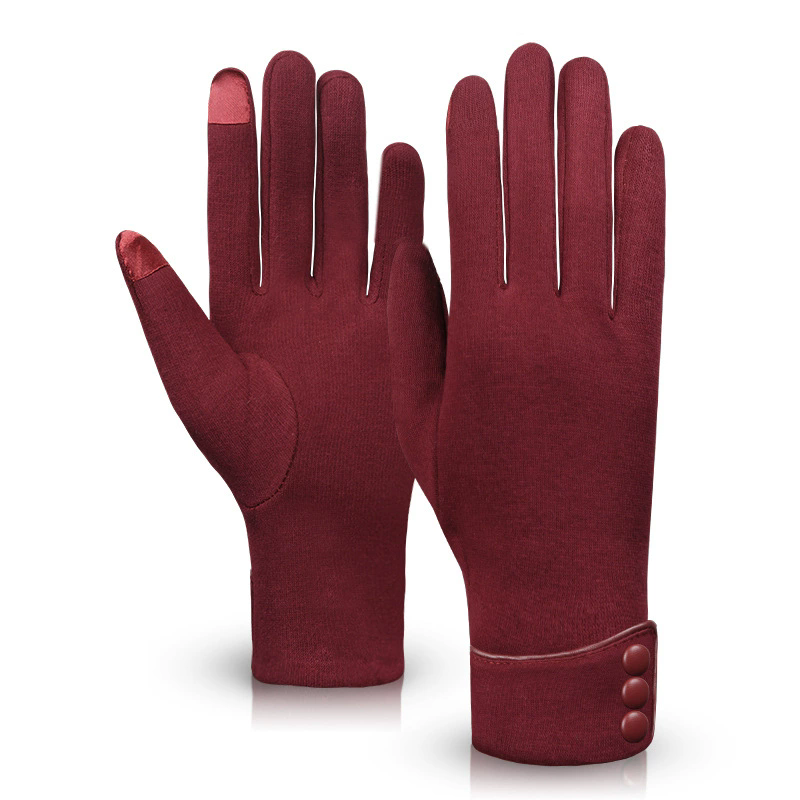 1Pair New Female Autumn Winter Warm Gloves Fleece Lined Thermal Full Finger Warm Gloves Women Cotton Touch Screen Gloves