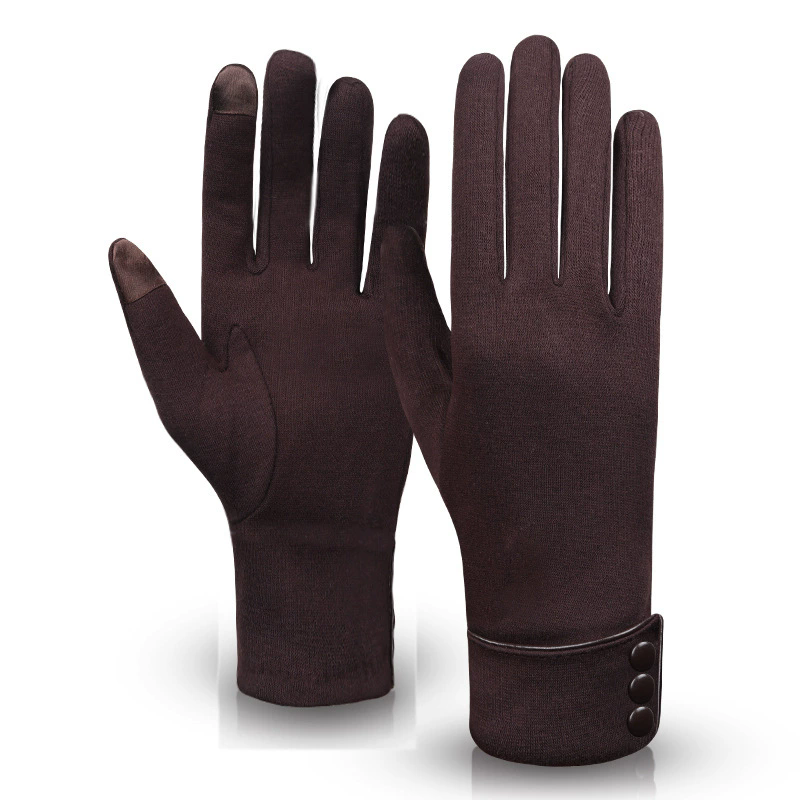 1Pair New Female Autumn Winter Warm Gloves Fleece Lined Thermal Full Finger Warm Gloves Women Cotton Touch Screen Gloves