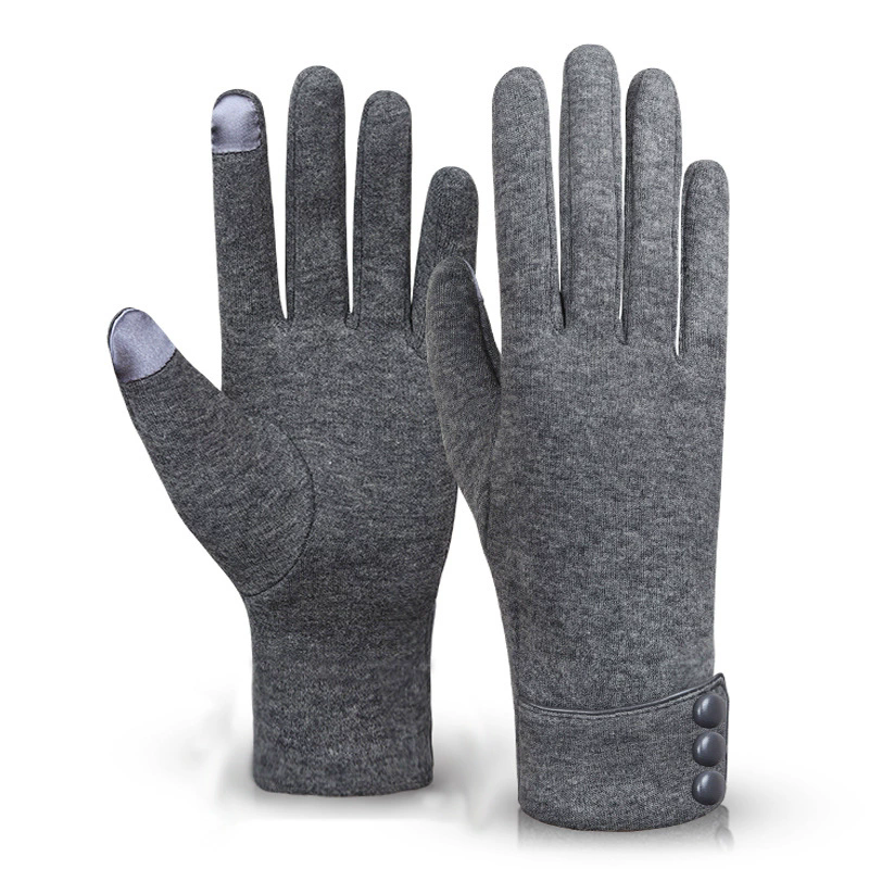 1Pair New Female Autumn Winter Warm Gloves Fleece Lined Thermal Full Finger Warm Gloves Women Cotton Touch Screen Gloves