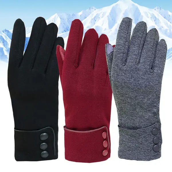 1Pair New Female Autumn Winter Warm Gloves Fleece Lined Thermal Full Finger Warm Gloves Women Cotton Touch Screen Gloves