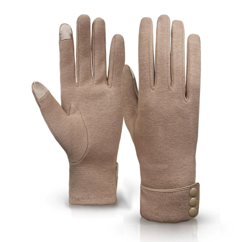 1Pair New Female Autumn Winter Warm Gloves Fleece Lined Thermal Full Finger Warm Gloves Women Cotton Touch Screen Gloves