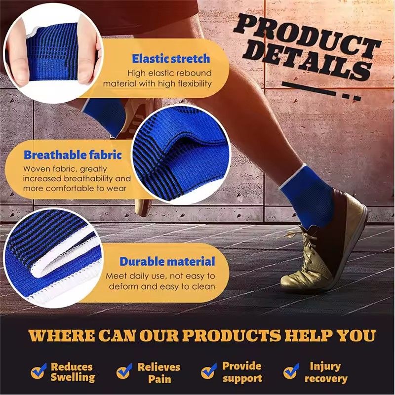1 Pair Of Elastic Ankle Support Brace Compression Wrap Sleeve Bandage Sports Relief Pain Foot Protection E-284