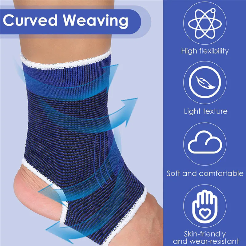1 Pair Of Elastic Ankle Support Brace Compression Wrap Sleeve Bandage Sports Relief Pain Foot Protection E-284