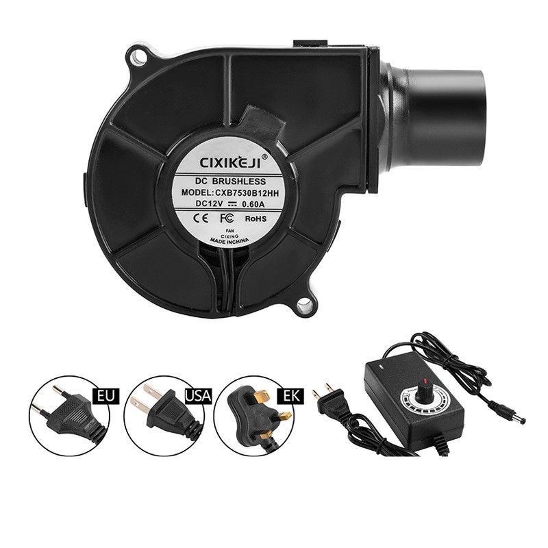1PC  BBQ Fan Air Blower with Power Variable Speed Controller Barbecue Fan Air Blower 12V Large 110V 220V Powered Fan US/EU Plug
