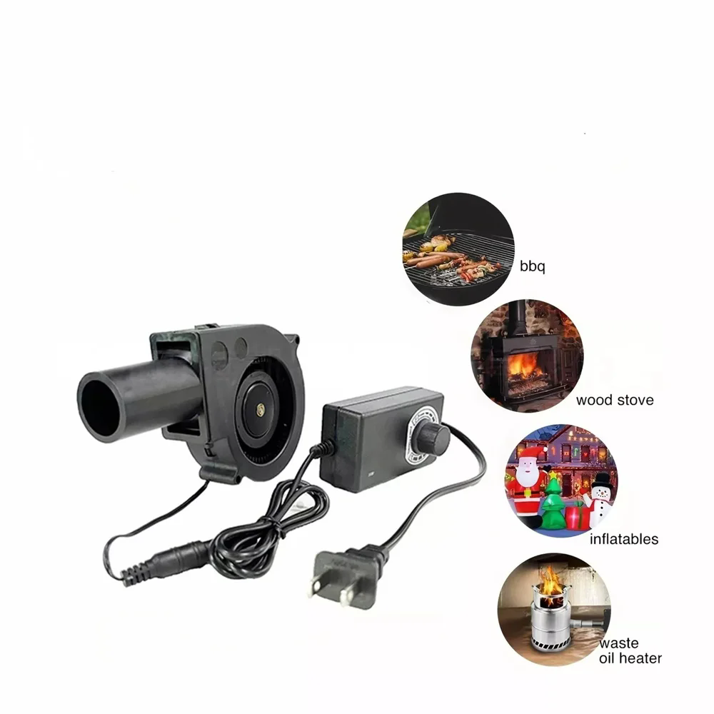 1PC  BBQ Fan Air Blower with Power Variable Speed Controller Barbecue Fan Air Blower 12V Large 110V 220V Powered Fan US/EU Plug
