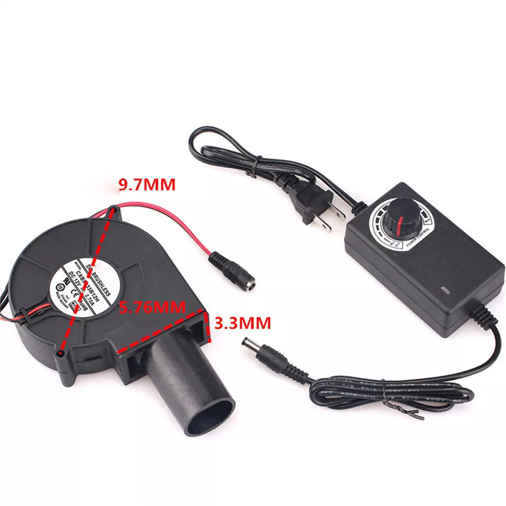 1PC  BBQ Fan Air Blower with Power Variable Speed Controller Barbecue Fan Air Blower 12V Large 110V 220V Powered Fan US/EU Plug