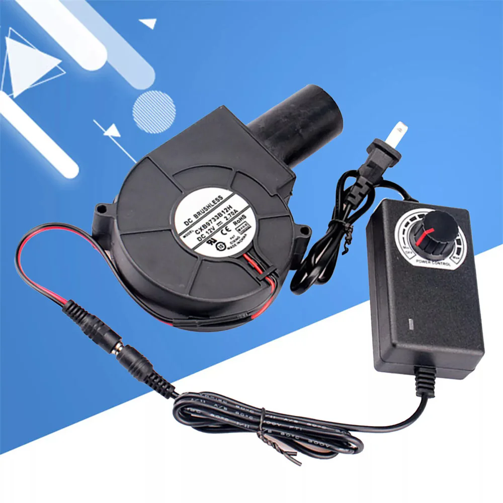 1PC  BBQ Fan Air Blower with Power Variable Speed Controller Barbecue Fan Air Blower 12V Large 110V 220V Powered Fan US/EU Plug
