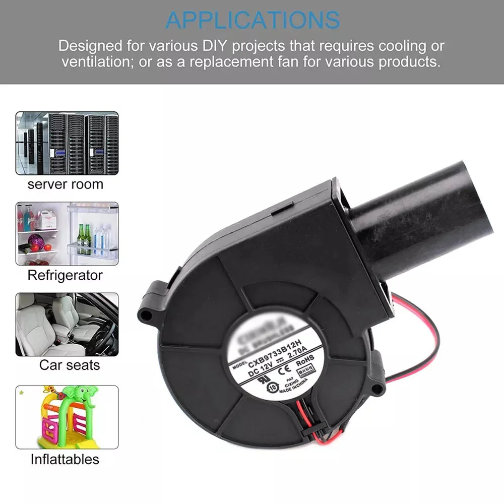 1PC  BBQ Fan Air Blower with Power Variable Speed Controller Barbecue Fan Air Blower 12V Large 110V 220V Powered Fan US/EU Plug