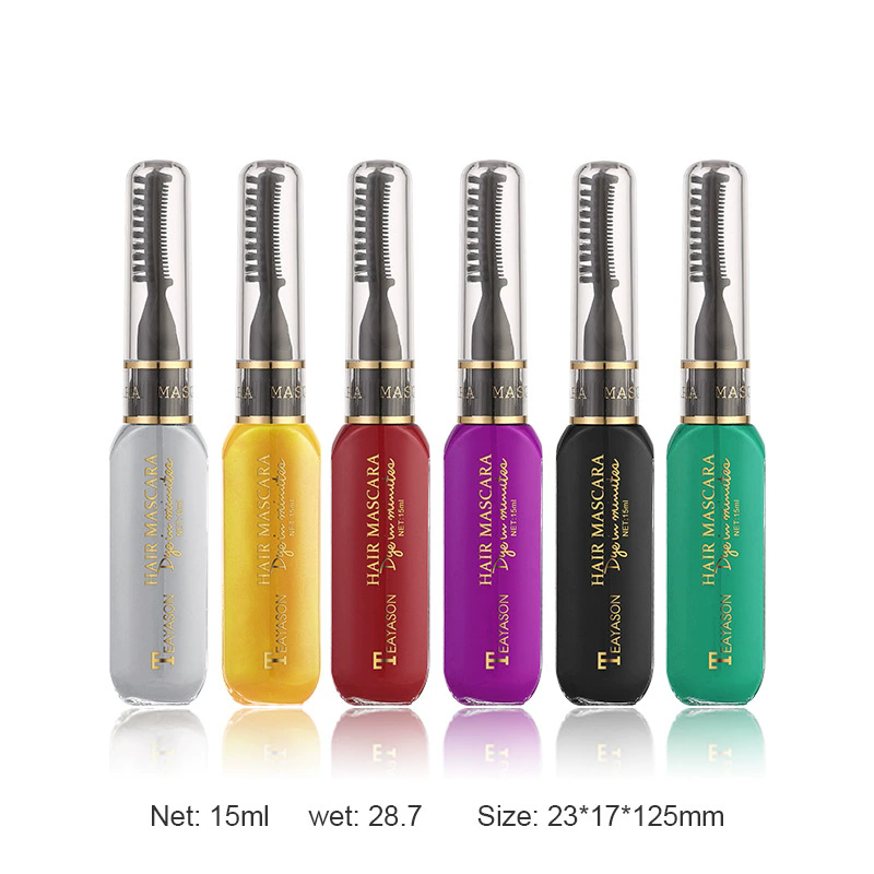 1 PC 13 Colors One-off Hairs Color Disposable Hair Coloured Mascara Beauty Tool Washable Non-toxic DIY Hair Wax Blue Grey Purple