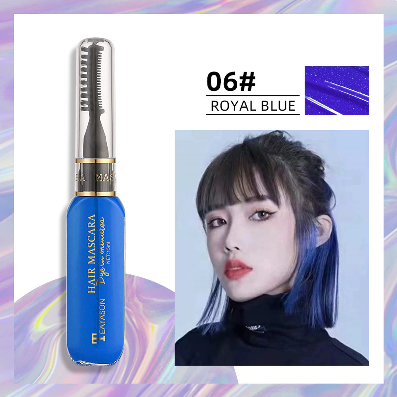 1 PC 13 Colors One-off Hairs Color Disposable Hair Coloured Mascara Beauty Tool Washable Non-toxic DIY Hair Wax Blue Grey Purple