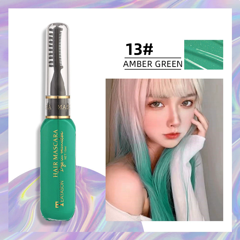 1 PC 13 Colors One-off Hairs Color Disposable Hair Coloured Mascara Beauty Tool Washable Non-toxic DIY Hair Wax Blue Grey Purple