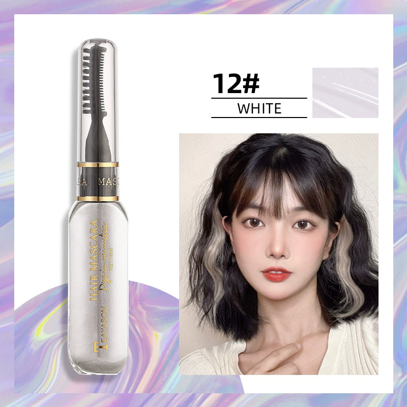 1 PC 13 Colors One-off Hairs Color Disposable Hair Coloured Mascara Beauty Tool Washable Non-toxic DIY Hair Wax Blue Grey Purple