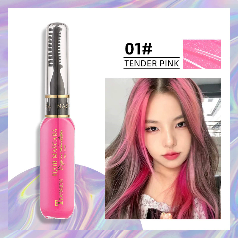 1 PC 13 Colors One-off Hairs Color Disposable Hair Coloured Mascara Beauty Tool Washable Non-toxic DIY Hair Wax Blue Grey Purple