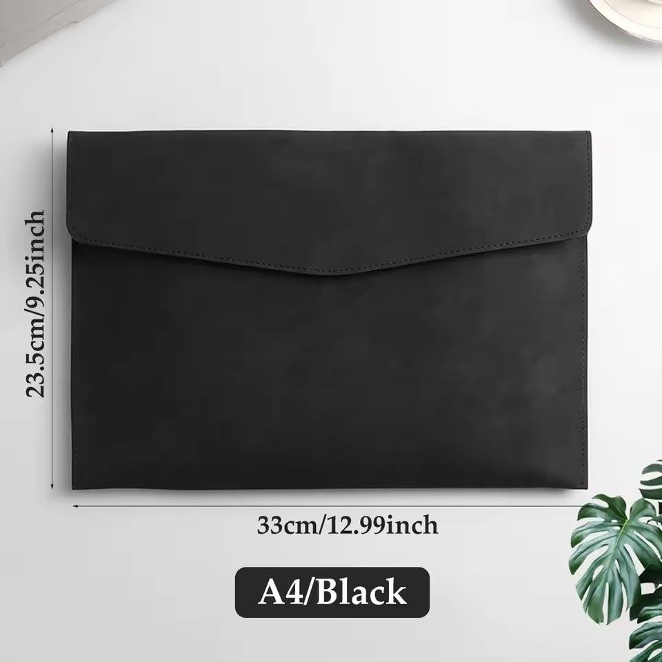1PC Leather A4 File Bag Waterproof Wear-resistant Ultra-large Capacity Folder Business Office School File Storage Supplies