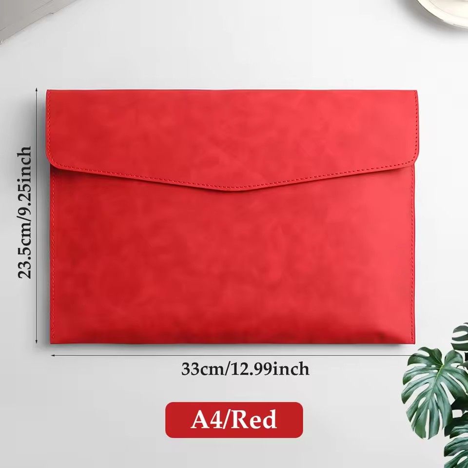 1PC Leather A4 File Bag Waterproof Wear-resistant Ultra-large Capacity Folder Business Office School File Storage Supplies