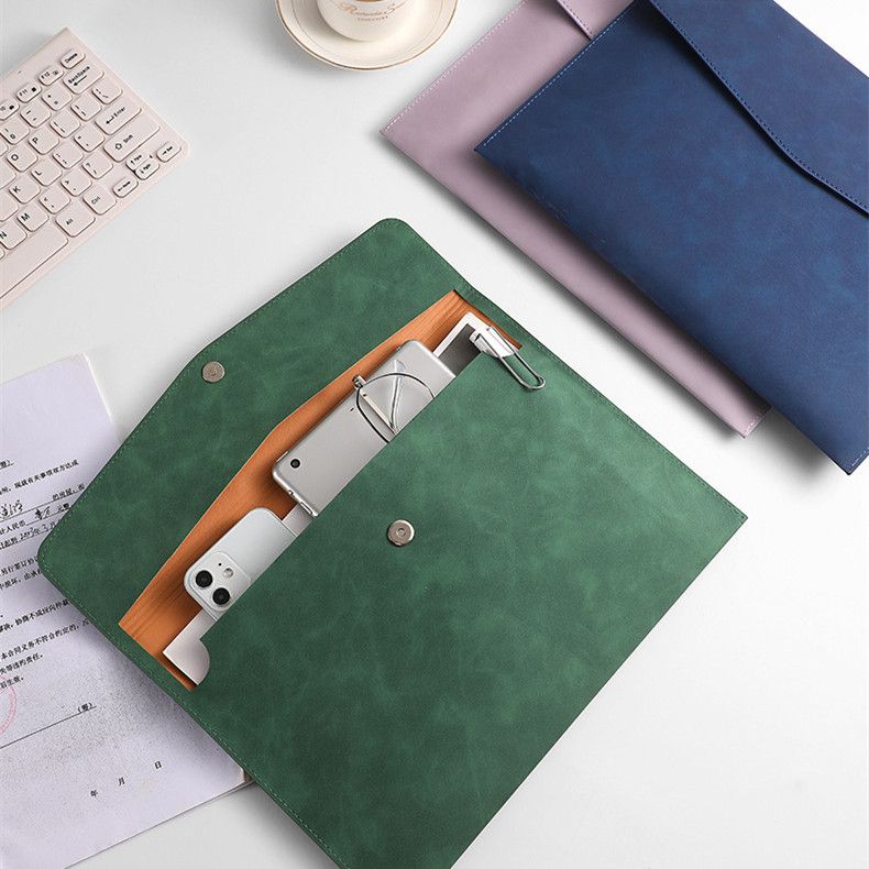 1PC Leather A4 File Bag Waterproof Wear-resistant Ultra-large Capacity Folder Business Office School File Storage Supplies