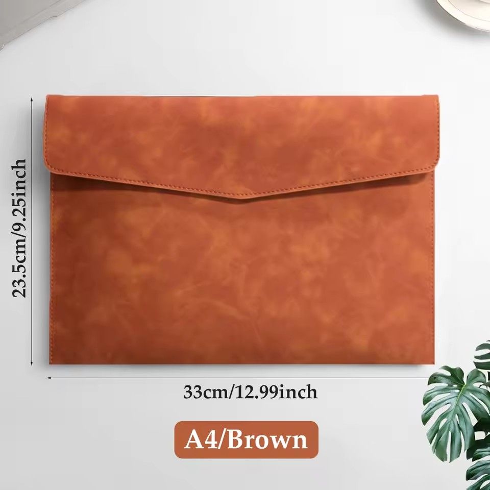 1PC Leather A4 File Bag Waterproof Wear-resistant Ultra-large Capacity Folder Business Office School File Storage Supplies