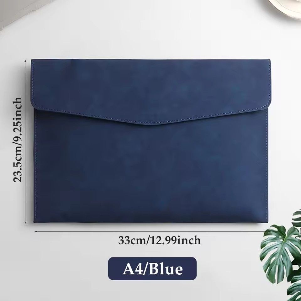 1PC Leather A4 File Bag Waterproof Wear-resistant Ultra-large Capacity Folder Business Office School File Storage Supplies