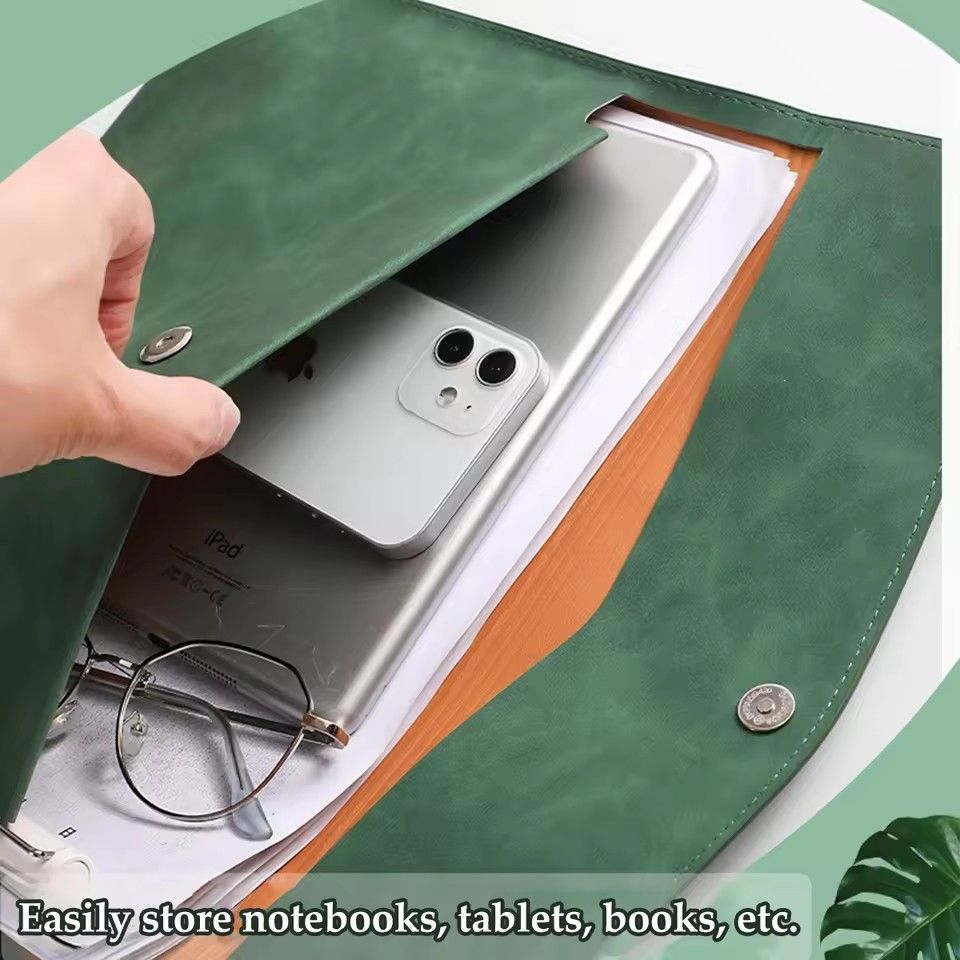 1PC Leather A4 File Bag Waterproof Wear-resistant Ultra-large Capacity Folder Business Office School File Storage Supplies