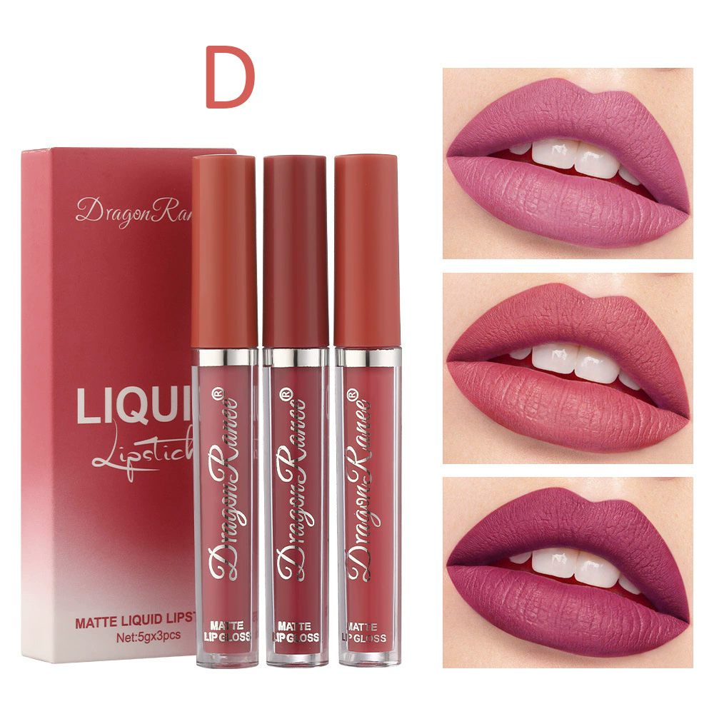 3PCS Lipstick Set Make Up For Women Beauty Cosmetics Lip Gloss Waterproof Long lasting Lip Tint Stain Korean Makeup